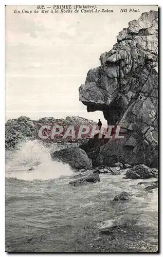 Ansichtskarte AK Primel (Finistere) Un Coup de Mer a la Roche de Castel Ar Zalou