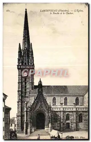 Ansichtskarte AK Landivisiau (Finistere) L Eglise le Porche et le Clocher