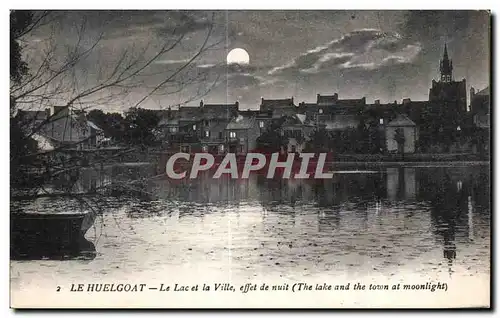 Cartes postales Le Huelgoat Le Lac et la Ville effet de nuit