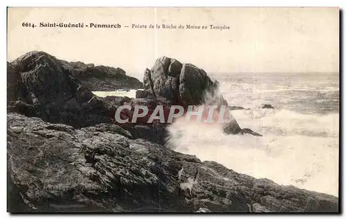 Cartes postales Saint Guenole Penmarch Pointe de la Roche du Moine en Tempete