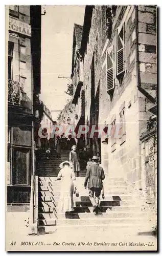 Ansichtskarte AK Morlaix Rue Courbe dite Escaliers aux Cent Marches