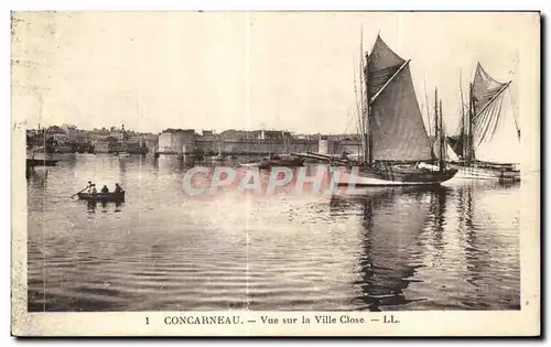 Cartes postales Concarneau Vue sur la Ville Close Bateaux