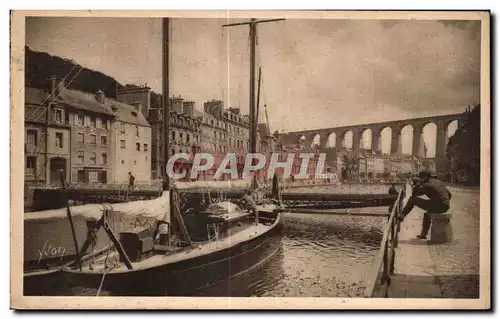 Cartes postales Bretagne Morlaix (Finistere) Le Bassin a flot et le Viaduc Bateau