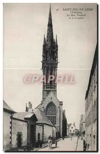 Ansichtskarte AK Saint Pol De Leon (Finistere) La Rue Verderel et le Creisker