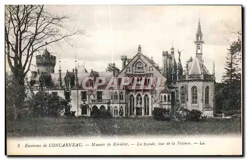 Cartes postales Environs de Concarneau Manoir de Keriolet La facade vue de la Pelouse