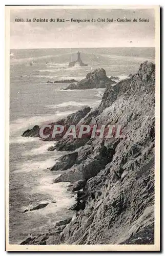 Ansichtskarte AK La Pointe du Raz Perspective du Cote Sud Coucher du Soleil