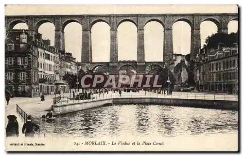 Ansichtskarte AK Morlaix Le Viaduc et la Place Cornic