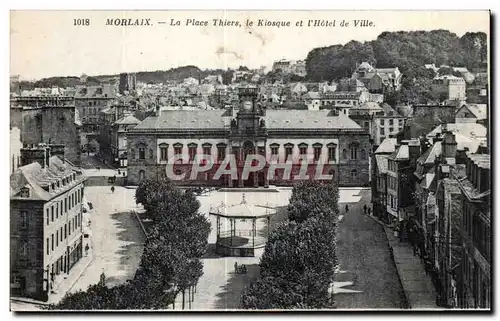 Cartes postales Morlaix La Place Thiers le Kiosque et I Hotel du Ville