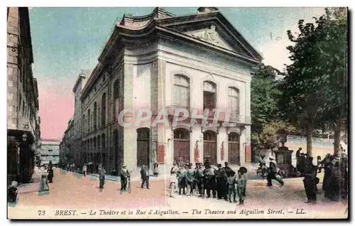 Cartes postales Brest le Theatre et la Rue d Aiguilton The Theatre and Aiguillon Street