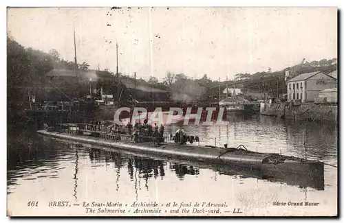 Cartes postales Brest Le sous marin Archimede