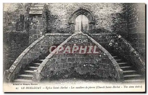 Cartes postales Le Huelgoat Eglise Saint Herbot Les escaliers de pierre (Churcb Saint Herbot The slone stairs)