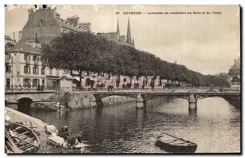 Ansichtskarte AK Quimper Laveuses au confluent du Steir et de I Odet Lavoir