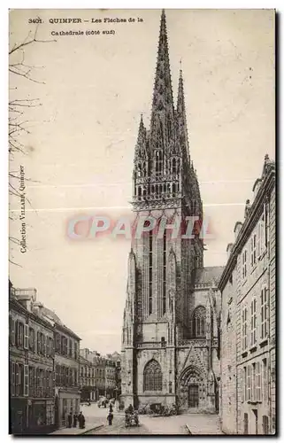 Ansichtskarte AK Quimper Les Fleches de la Cathedrale