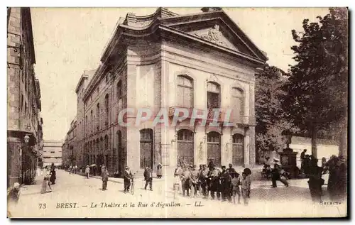 Cartes postales Brest La Theatre et la Rue d Aiguillon