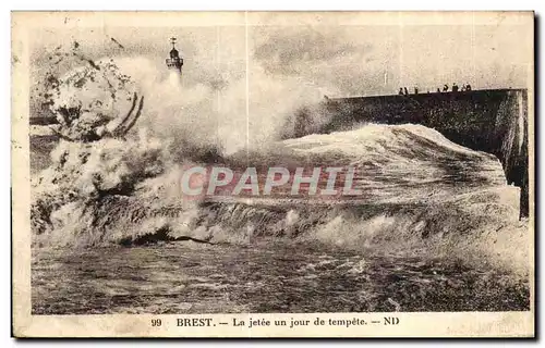 Cartes postales Brest La Jetee un Jour de tempete