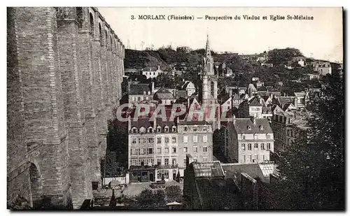 Ansichtskarte AK Morlaix Perspective du Viaduc et Eglise St Melaine