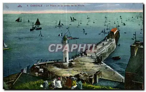 Cartes postales Cancale Le Phare et la Jotee de la Houle Bateaux