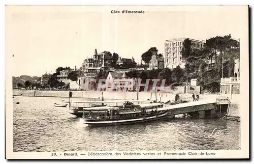 Cartes postales Dinard Debarcadere des Vedettes Vertes et Promenade Clair de Lune Bateaux