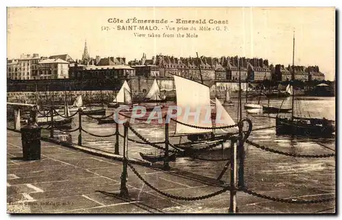 Cartes postales Cote d Emeraude Saint Malo Vue prise du Mole Bateaux