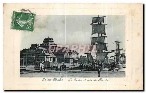 Cartes postales Saint Malo Le Casino et coin du Bassin Bateau Voilier