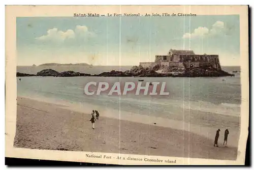 Cartes postales Saint Malo Le Fort National Au loin I lle de Cezembre