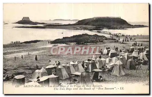 Ansichtskarte AK St Malo Les deux Beys et la Plage de Bon Secours