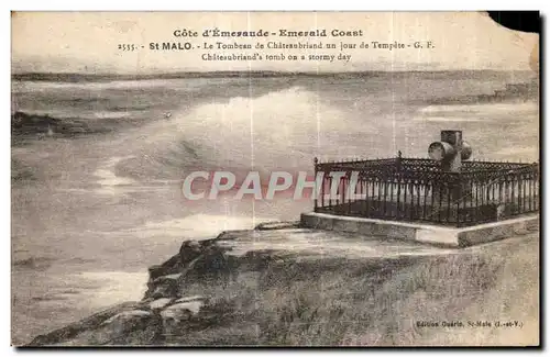 Cartes postales Saint Malo Le Tombeau de Chateaubriand un jour de Tempete
