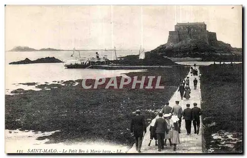 Cartes postales Saint Malo Le Petit Bey a Maree basse Bateau