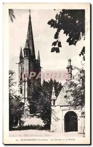 Ansichtskarte AK Plougasnou (Finistere) La Clocher et le Porche