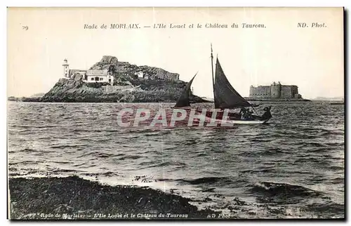 Cartes postales Rade de Morlaix L IIe Louel et le Chateau du Taureau Bateau