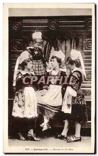 Ansichtskarte AK Devant le Lit Clos Folklore Costume Costume Bretagne