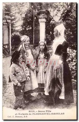 Ansichtskarte AK Jeune Fille et Enfante de Plougastel Daoulas Folklore Costume