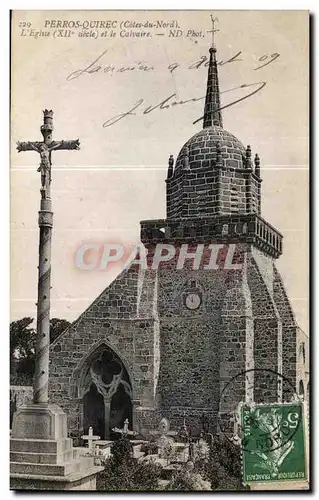 Ansichtskarte AK Perros Guirec L Eglise et le calvaire