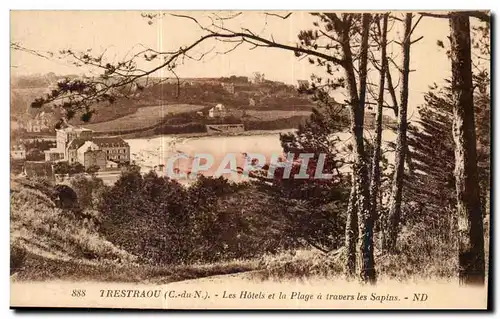 Cartes postales Trestraou Les Hotels et la plage a travars les Sapins