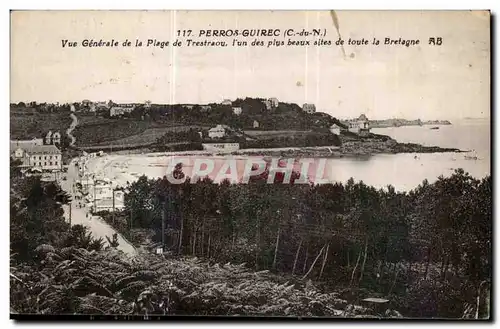 Cartes postales Perros Guirec Vue Generale de la Plage de Trestraou l un des plus beaux sites de toute la Bretan