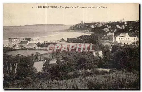 Cartes postales Perros Guirec Vue generale de Trestraou au loinl lle Tome