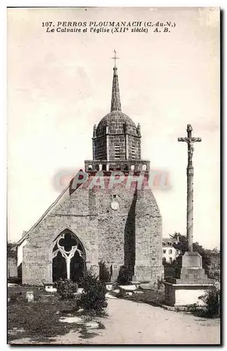 Cartes postales Perros Proumanach Le Calvaire et I eglise (XII siecle)