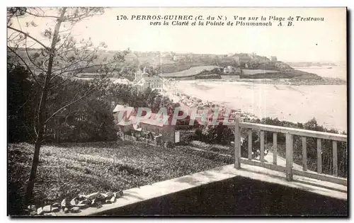 Cartes postales Perros Guirec Vue sur la Plage de Trestraou vers la Clarte et la Pointe de Ploumanach