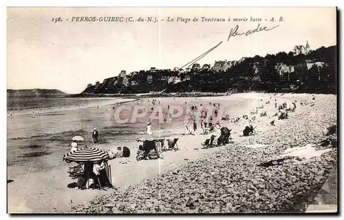 Cartes postales Perros Guirec La Plage de Trestraou a maree basse