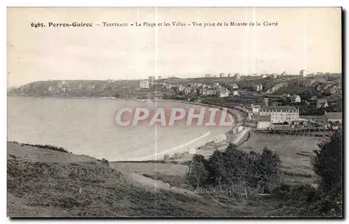 Cartes postales Perros Guirec Trestraou La Plage et les Villas Vue prise de la Montee de la Clarie