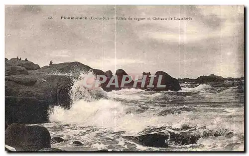 Cartes postales Ploumanach Effets de vagues et Chateau de Cousteeres