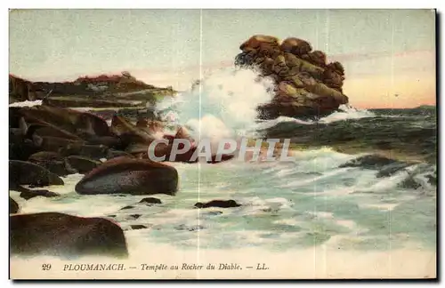 Cartes postales Ploumanach Tempete au Rocher du Diable