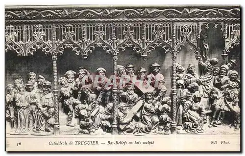 Ansichtskarte AK Cathedrale de Treguier Bas Reliefs en bois sculpte