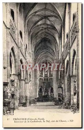 Cartes postales Treguier(Cotes du Nord) Interieur de la Cathedrale la Nef cote du Choeur