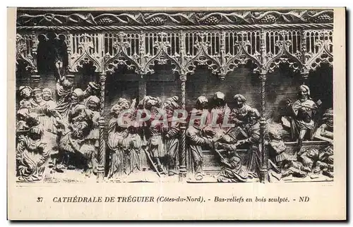 Ansichtskarte AK Cathedrale de Treguier (Cotes du Nord) Bas reliefs en bois Sculpte