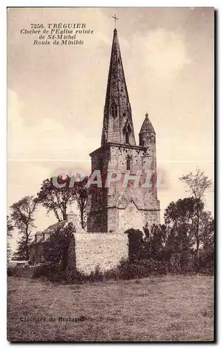 Cartes postales Treguier Clocher de l Eglise ruinee de St Michel Route de Minihic