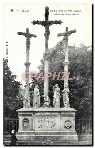 Cartes postales Treguier Le Calvaire de Protestation execute par Hernot statuaire