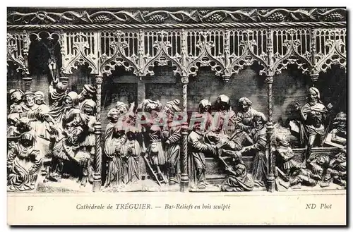 Ansichtskarte AK Cathedrale de Treguier Bas Reliefs en bois sculpte