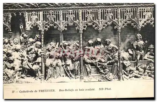 Ansichtskarte AK Treguier Cathedrale de Bas Reliefs en Bois sculpte