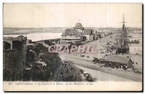 Cartes postales Saint Malo Le Casino et le Bassin vus des Remparts Bateau